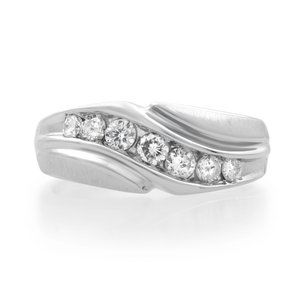 Rachel Koen Diamond Mens Ring 14K White Gold 0.5cttw Size 9